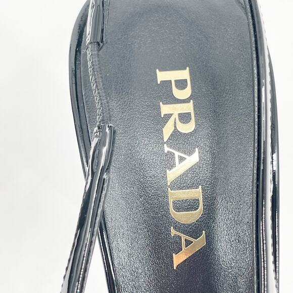 NWB Prada Black Patent Leather 85 Block Heel Square Toe Slingback Pumps IT 38.5 - Picture 10 of 14